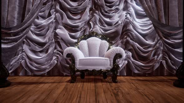 Luxurious Theater Curtain Stage with Chair