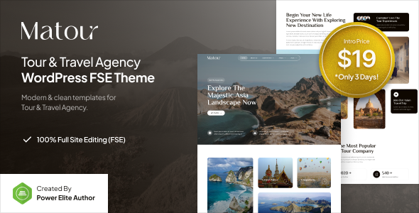 Matour – Tour & Travel Agency FSE WordPress Theme – 0 Sold!