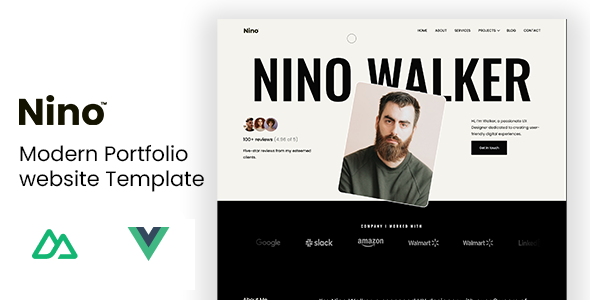 Nino – Modern Portfolio Nuxt JS Template – 0 Sold!