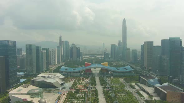 Shenzhen Cityscape at Cloudy Day. Central Business District. Futian. China. Aerial View. China