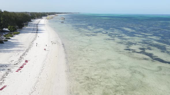 Aerial View of the Indian Ocean Near the Shore of the Island of Zanzibar Tanzania Slow Motion