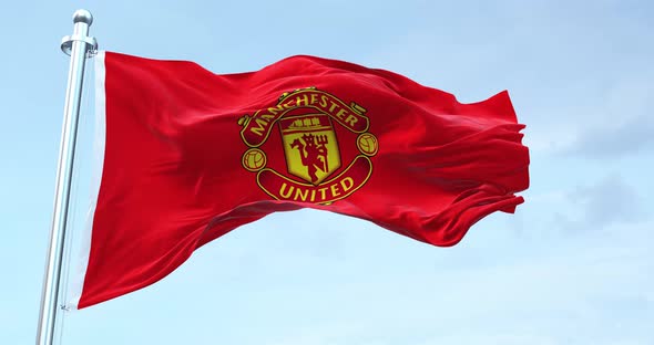 Manchester United Fc flag waving 4k