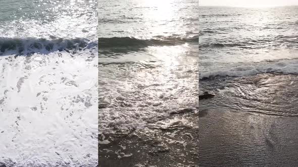 Three in One Vertical Video of the Sea Near the Shore