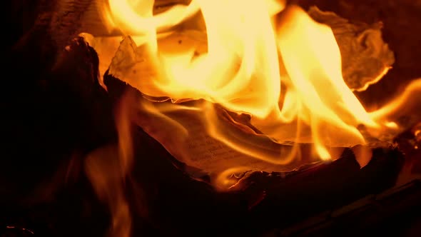 Book Pages Burn Up In Fire