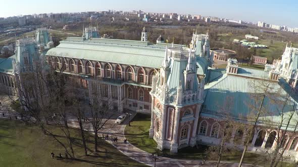 Aerial view of Grand Palace in Tsaritsyno, Moscow