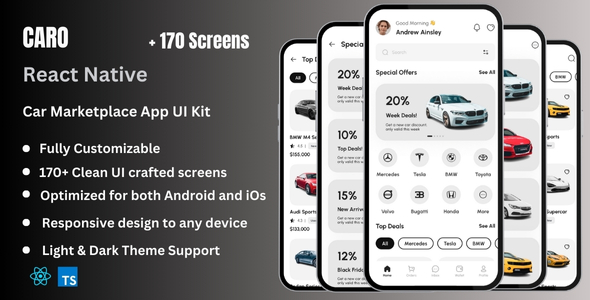 Caro - Car Marketplace React Native Expo Ui Kit