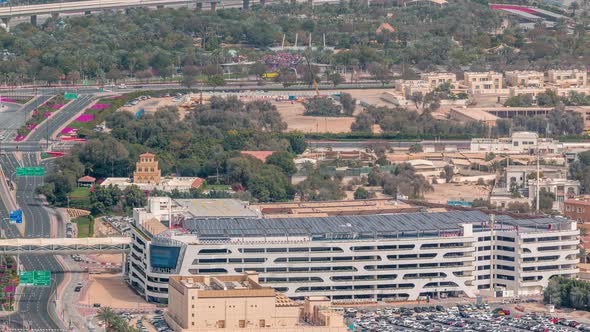 Car Parking Lot Viewed From Above Timelapse Aerial Top View