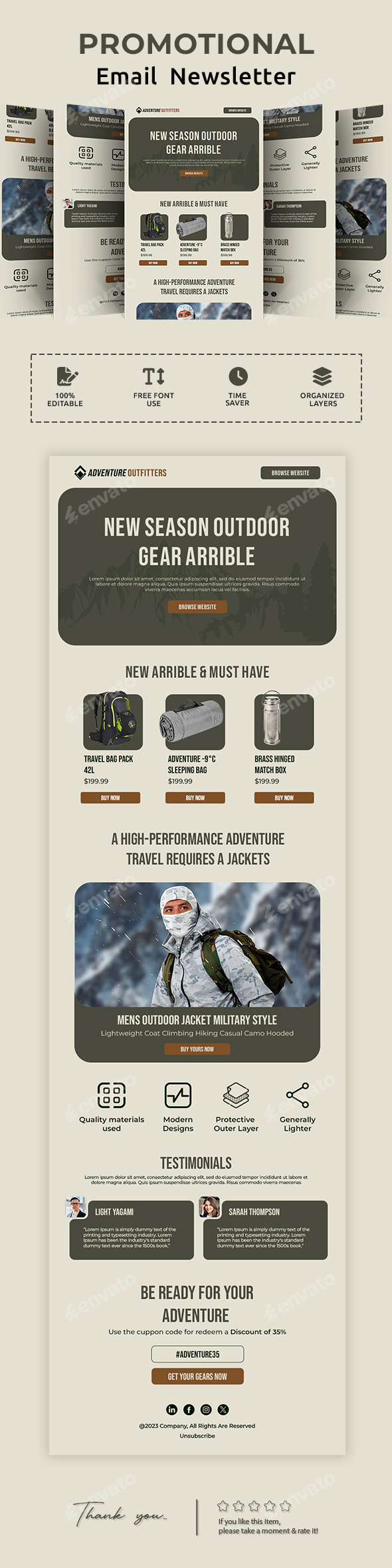 Adventure Gear Email Newsletter PSD Template