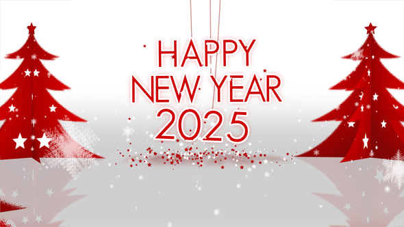 Happy New Year 2025 - With Christmas Trees and Snow alt