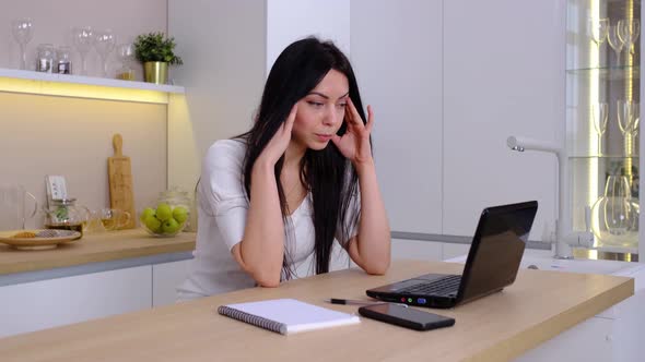 Stressed Overworked Business Woman Working From Home