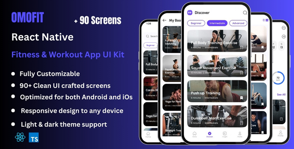 Omofit Pro - Fitness & Workout React Native Expo App Ui Kit
