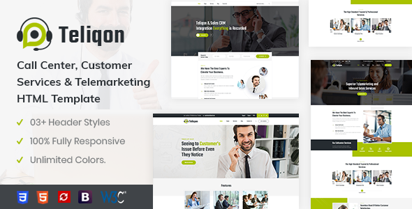 Teliqon - Call Center & Telemarketing HTML Template