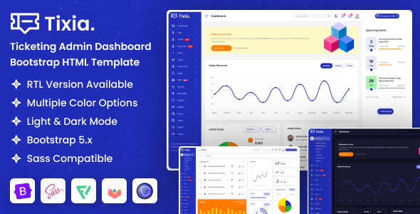 Tixia - Ticketing Admin Dashboard Bootstrap HTML Template