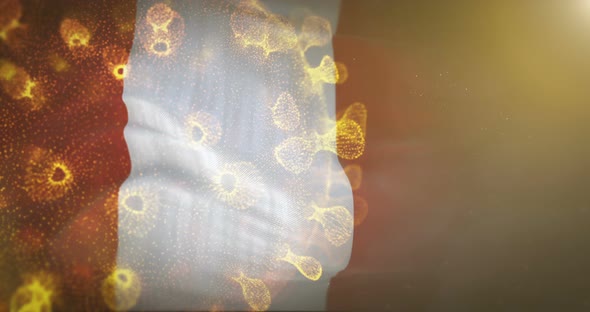 Peru Flag With Corona Virus Bacteria 4K alt