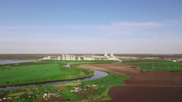 Industrial Zone with Nuclear Power Plant