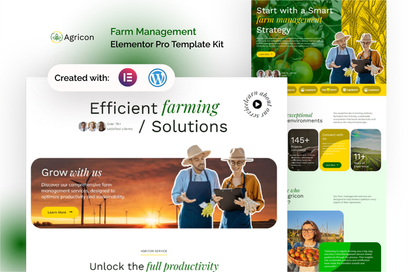 Agricon – Farm Management Elementor Pro Template Kit – 0 Sold!