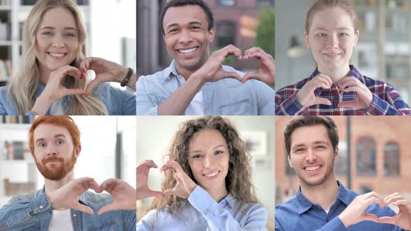 Collage of Young People Making Heart With Hands
