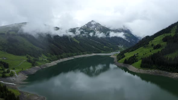 Aerial View of Schlegeisspeicher Lake in Zillertal Tirol Austria