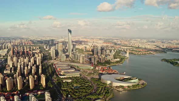 CBD buildings by Jinji Lake in Suzhou