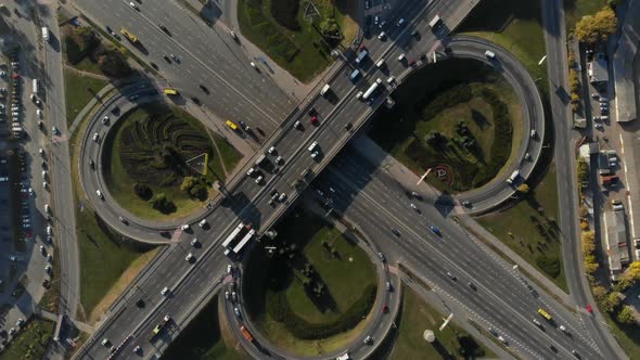 Aerial View of Large Traffic Interchange