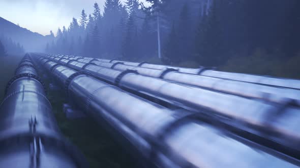 A pipeline running through forest clearance transport fuel over long distances.