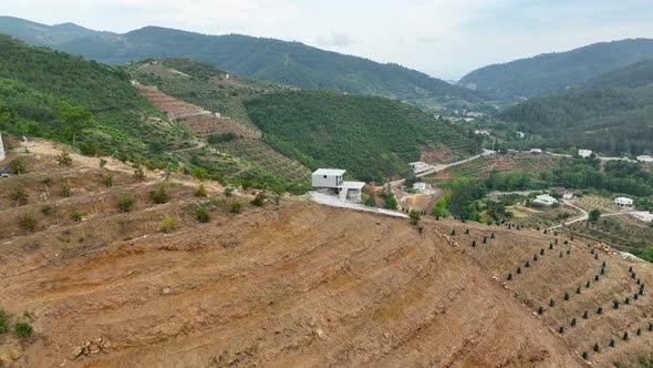 Farm Region Aerial View 4 K Alanya Turkey