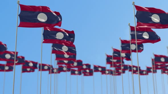 Laos Row Of National flags Walk Throw Animation alt