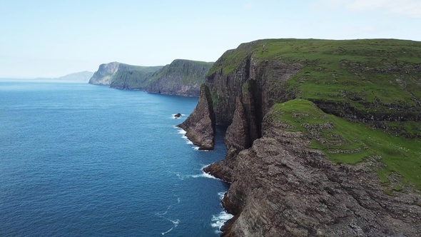 Breathtaking nature. Beautiful rocks of the Faroe Islands in the Atlantic Ocean.