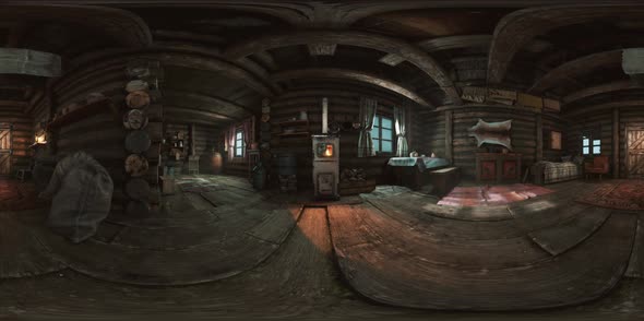 VR360 View of Old Log Home Interior