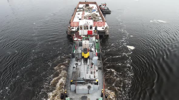 Barge ship on the river