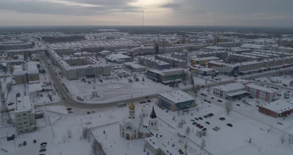 Aerial view of winter city 05