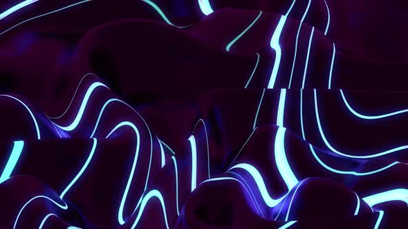 Animation of colorful purple and blue 3d liquid shapes waving swirling