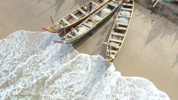 Breathtaking aerial view of canoe or boat parking