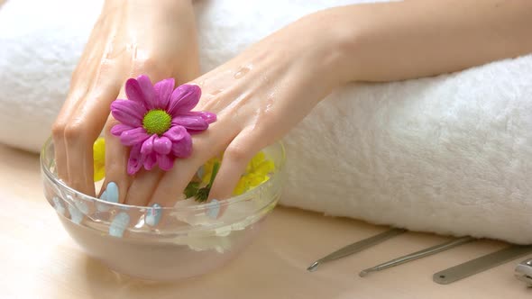 Young Woman Hands Receiving Spa Therapy.