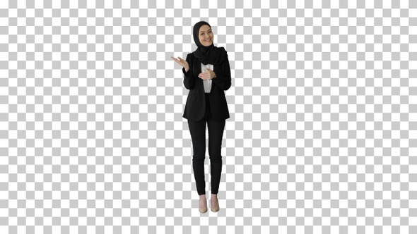 Confident young muslim business woman, Alpha Channel