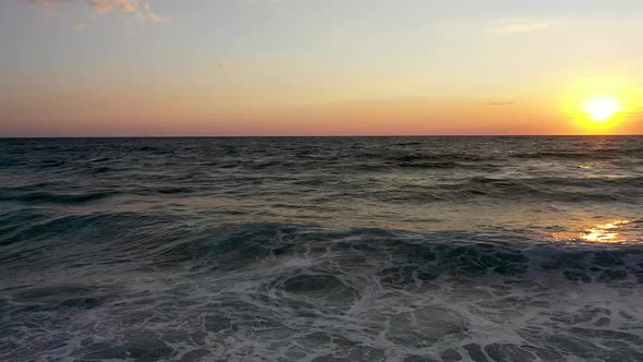 Storm at Sea Filmed on a Drone in the Sunset