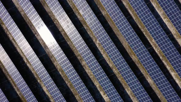 Close Up of Blue Solar Energy Panels on a Sunny Day