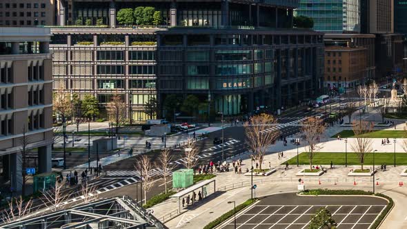 time lapse of street in front of Tokyo station, Japan