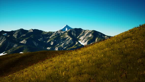 Panoramic View of Alpine Mountain Landscape in the Alps