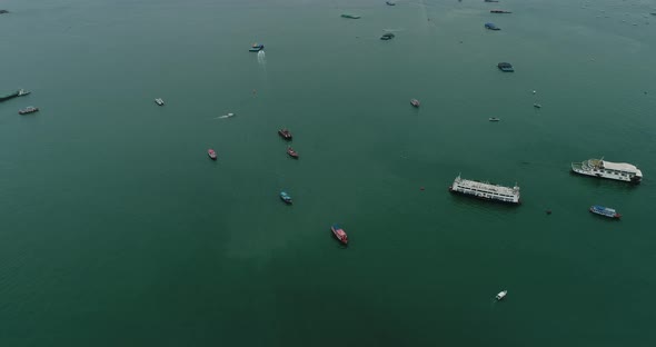 Aerial view Flying Pattaya beach Thailand