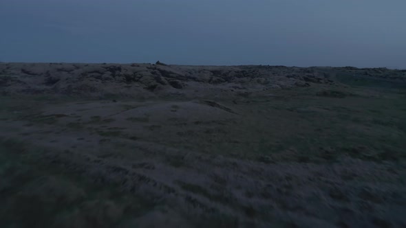 Dramatic Foggy Misty Drone of Moonscape Valley in Iceland