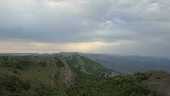 Flying Over Mountains, Rocks and Forests