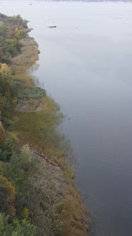 Vertical Video Aerial View of the Dnipro River  the Main River of Ukraine