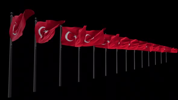 Row Of Turkey Flags With Alpha 2K