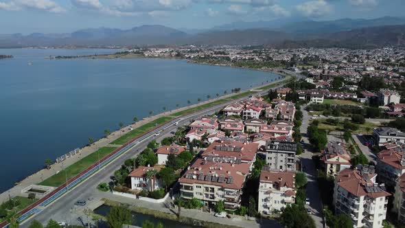 Landscape of Fethiye City in Turkey Located on the Coastline in Front of Mediterranean Sea