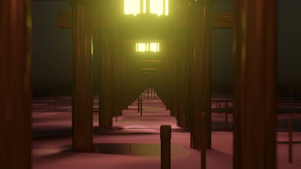 Futuristic Sci-Fi Columns And A Lantern 3D Render