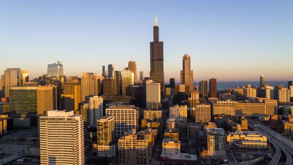 Chicago Cityscape at Sunset