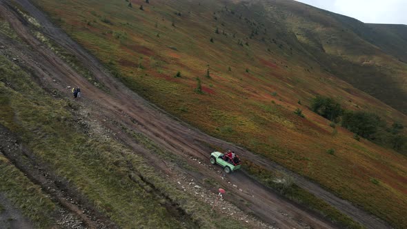 Aerial View of Off Road Car at the Trail Mountains Attraction