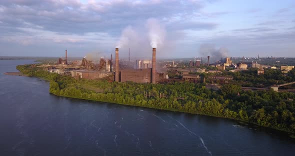 Aerial View of Industrial Zone with Factory