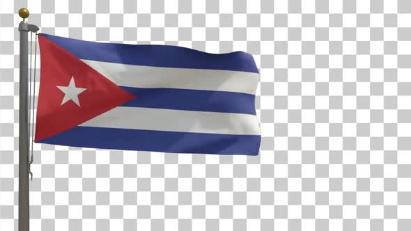 Cuba Flag on Flagpole with Alpha Channel - 4K